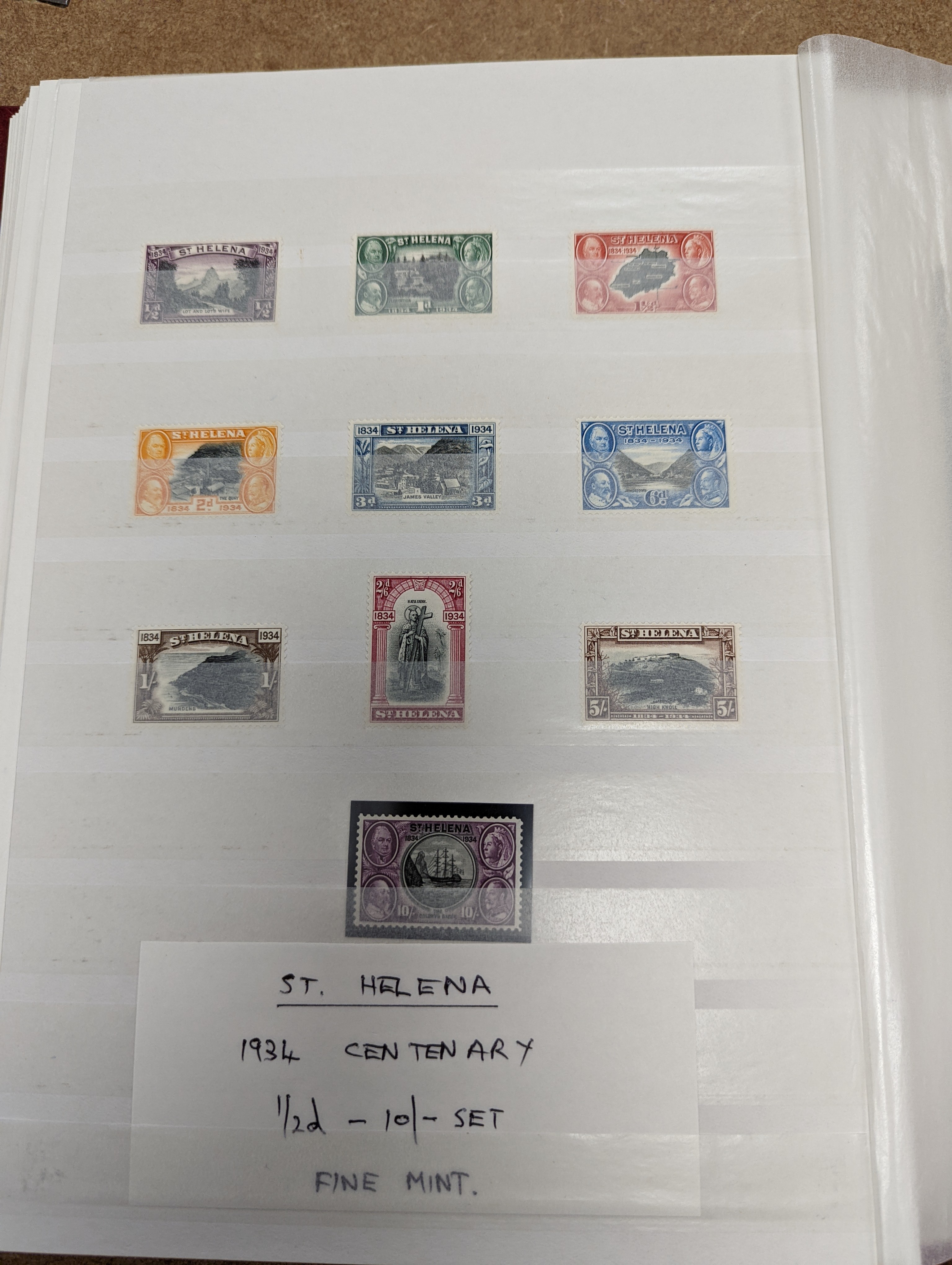 British Commonwealth stamps in stock book with Ascension 1922 set overprinted specimen, 1924 set mint, Bahamas, Barbados Britannia Heads, Cyprus 1928 anniversary set- £1 mint, Falkland 1s. 1878 1d claret mint (and certif